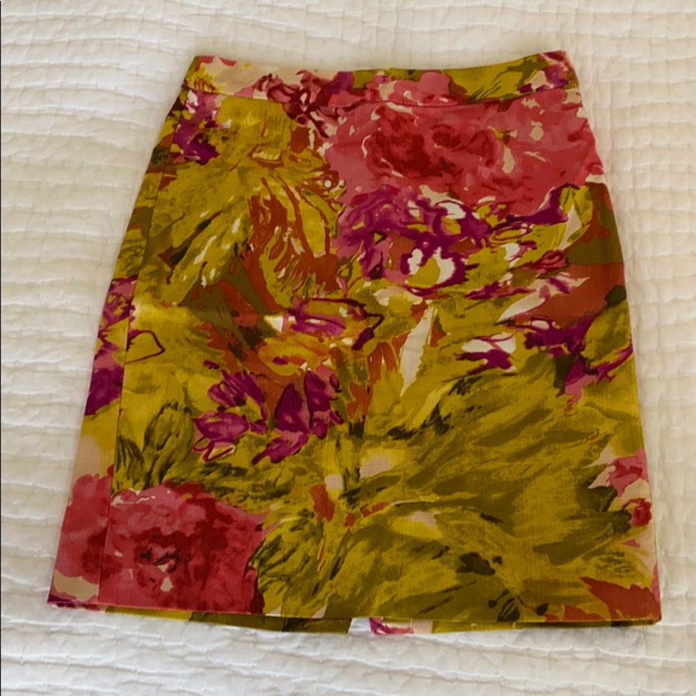 J. Crew Watercolor Floral Pencil Skirt